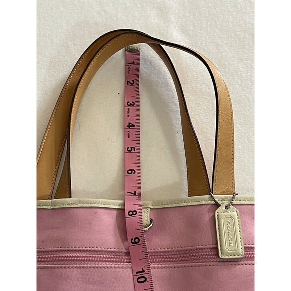 Coach Womens Tote Bag White Pink Color Block Beach Zip Pockets Dual Handle Bag - Picture 11 of 12